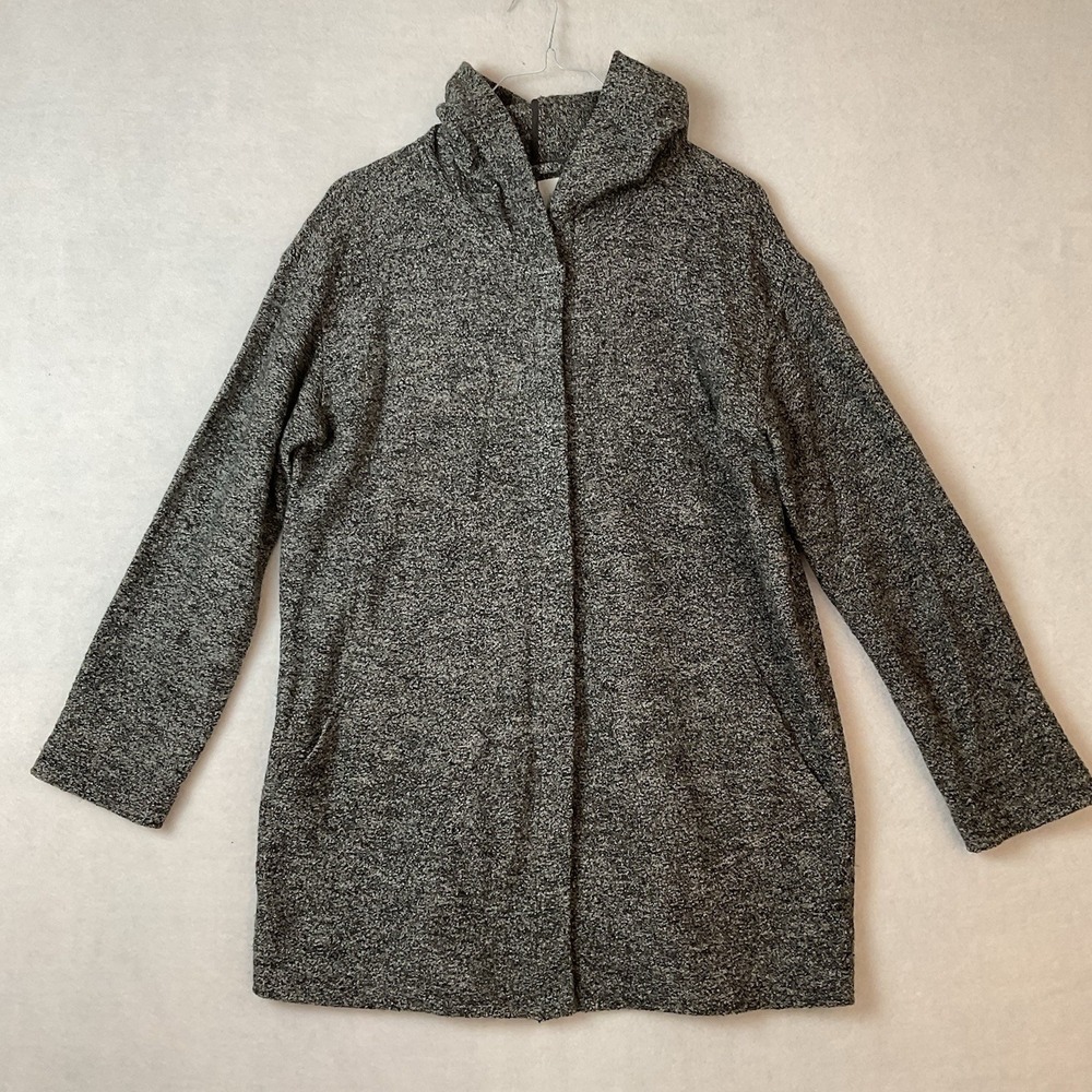 Pure Jill Sweater Womens S Black Cardigan Hood Wool Blend‎ Snaps Long Sleeve